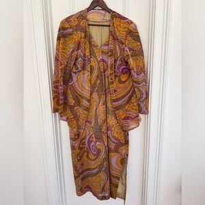 ⚡️Exceptional RARE Vintage 70s Psychedelic Wavy Jacket and Dress Large X Large